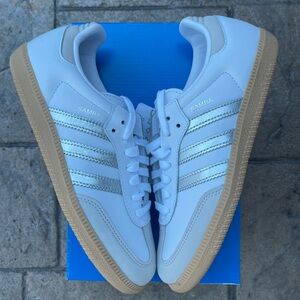 adidas Samba White and Silver Sneakers